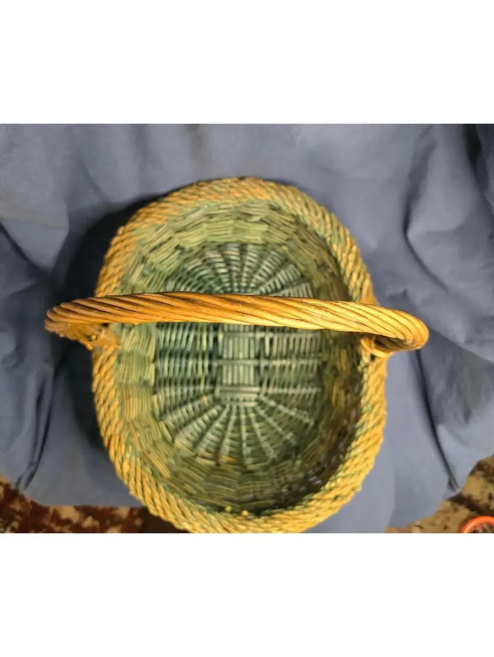 Vintage Woven Rattan/Bentwood Gathering Basket